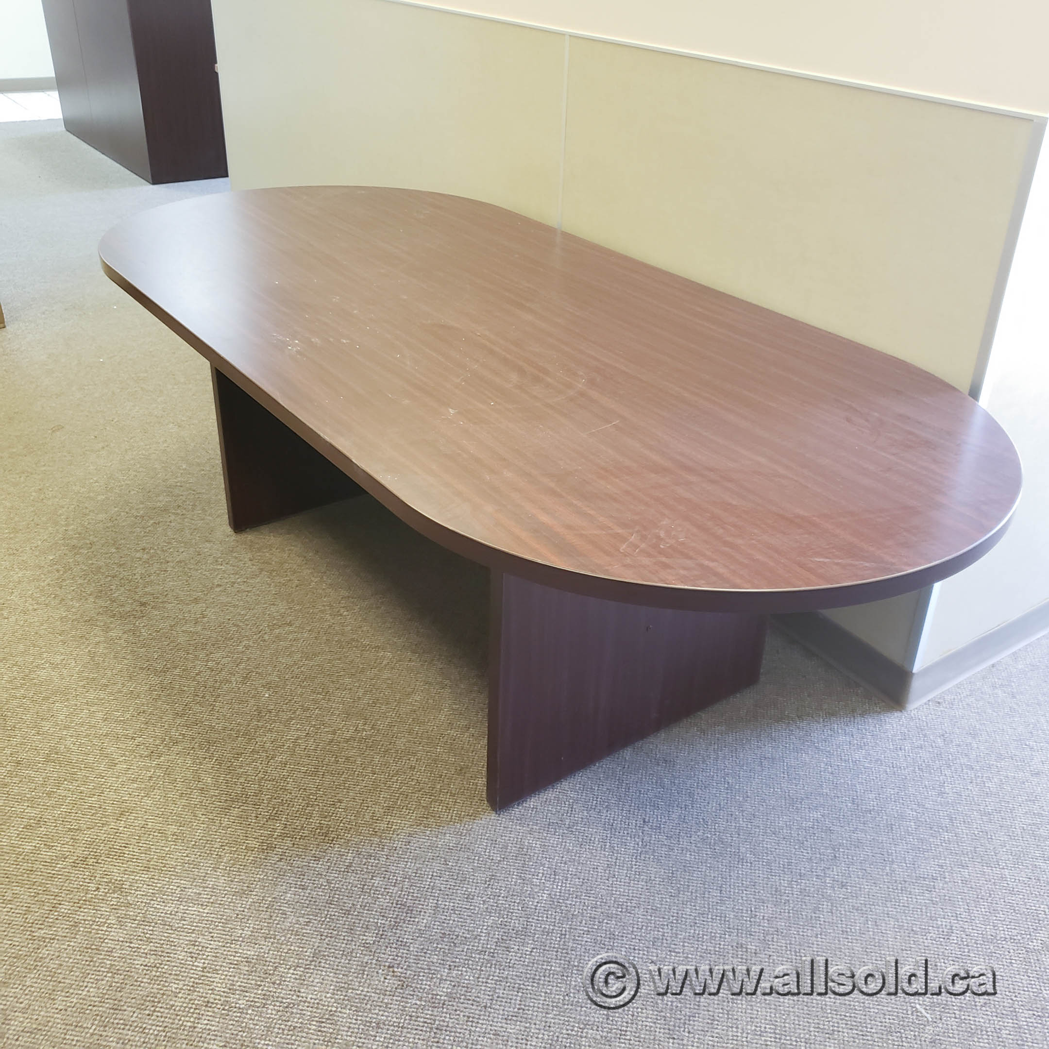 Mahogany Racetrack Boardroom Table 84" x 42" - Allsold.ca - Buy & Sell